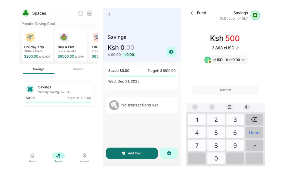 Sample savings UI